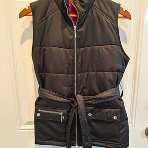 Merona Black Quilted Vest with Belt